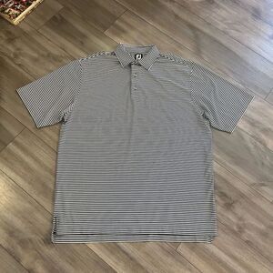 FootJoy Black‎ Stripe Athletic Casual Polo Men Xl Bin B-0